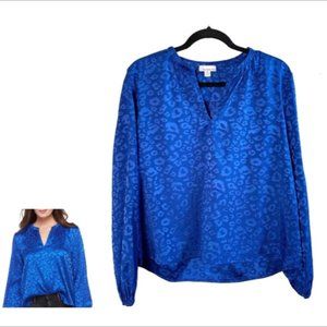 Leopard print blue blouse size M